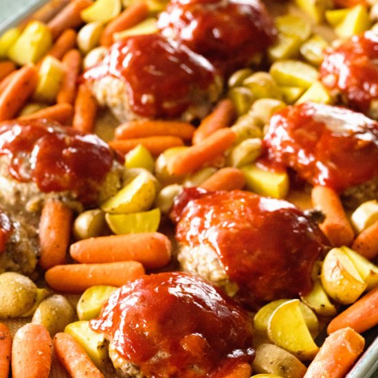 Sheet Pan Mini Meatloaf and Veggies