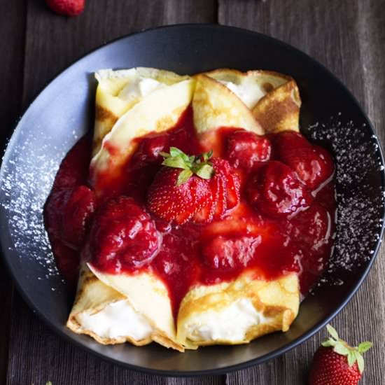 Strawberry Cream Filled Crepes