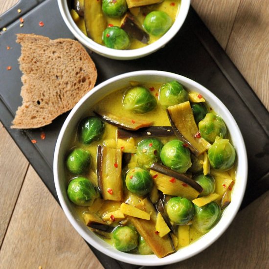 Brussels Sprouts Eggplant Curry