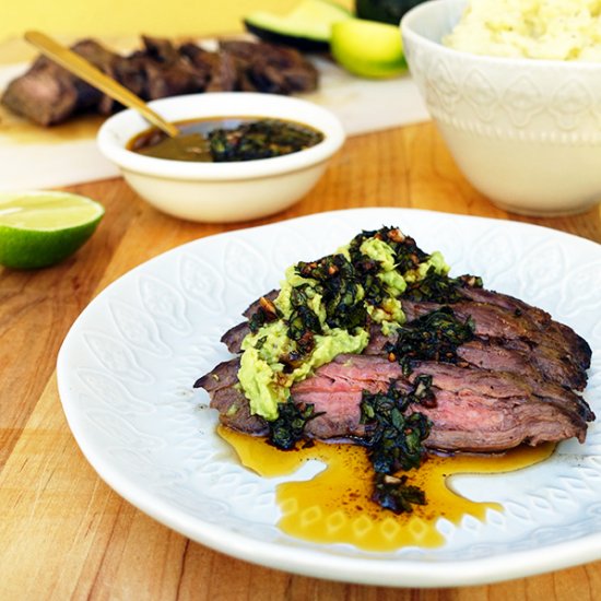 Avocado-Chimichurri Skirt Steak