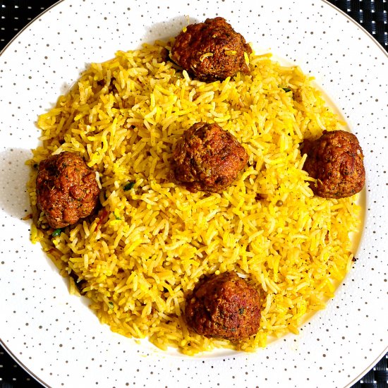 Indian Saffron Rice With Meatballs