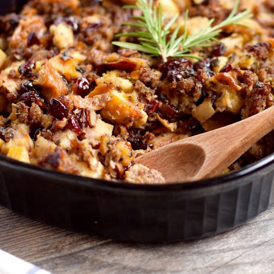 The BEST Sausage Cranberry Stuffing