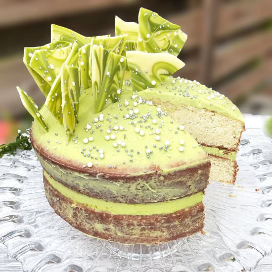 White Chocolate Matcha Shard Cake