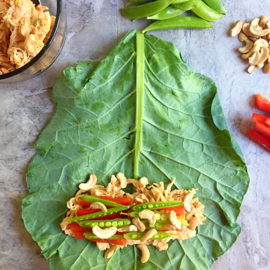 Thai Chicken Salad Collard Wrap