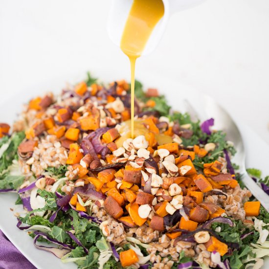 Autumn Salad & Vegan Honey-Mustard