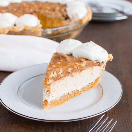 Pumpkin Pecan Cheesecake Pie