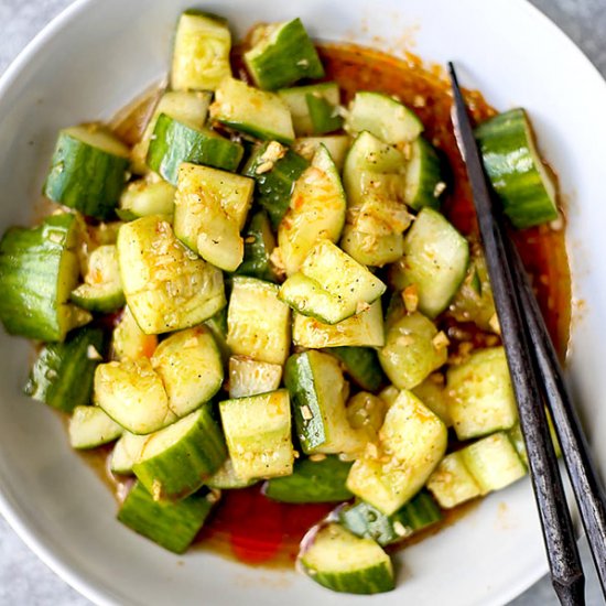 Smacked Cucumber With Chili Oil