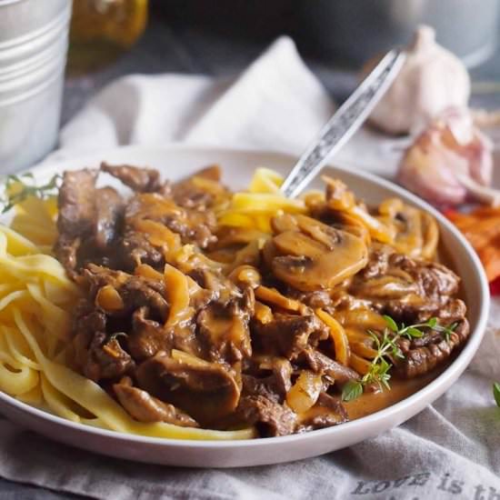 Beef and mushroom stroganoff