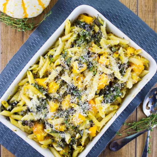 Pasta with baked Pumpkin & Kale