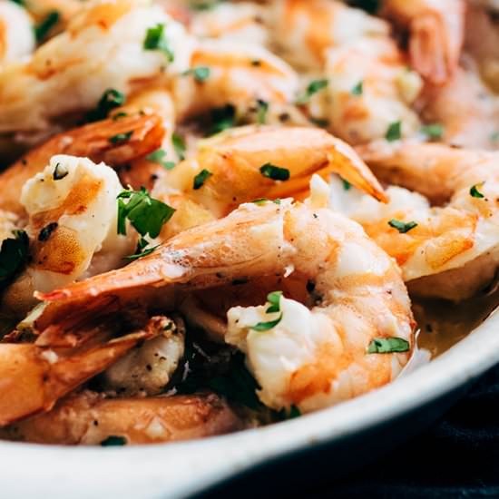 White Wine Garlic Baked Shrimp