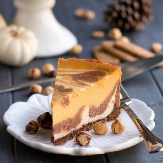 Layered Pumpkin Nutella Cheesecake