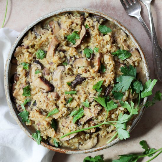 Paleo Cauliflower Mushroom Risotto