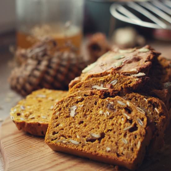 Whole grain, healthy pumpkin loaf