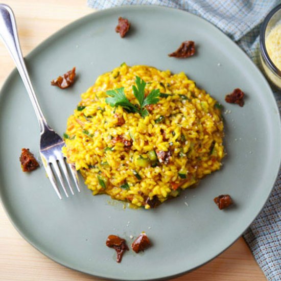 Saffron Tomato Zucchini Risotto