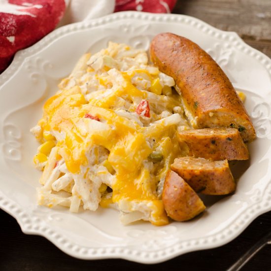 Cheesy SW Sausage & Hashbrown Bake