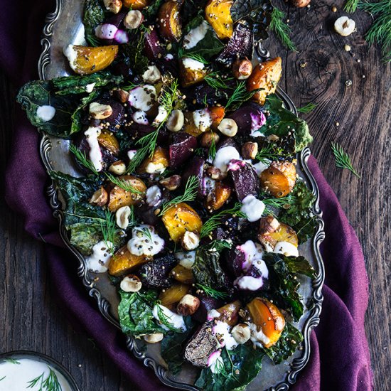 Roasted Beets and Kale Salad