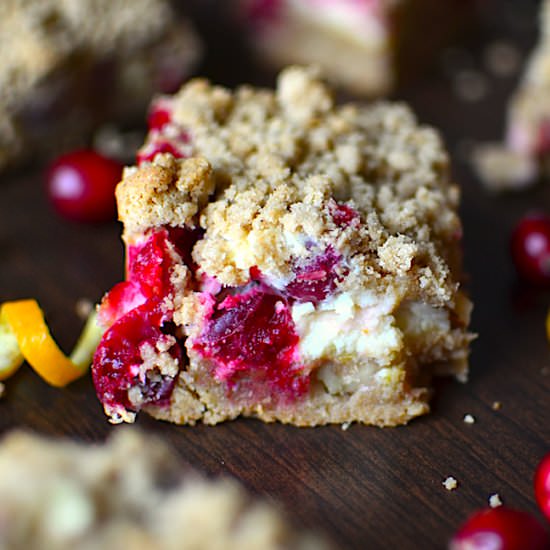 Cranberry Cream Cheese Crumble Bars