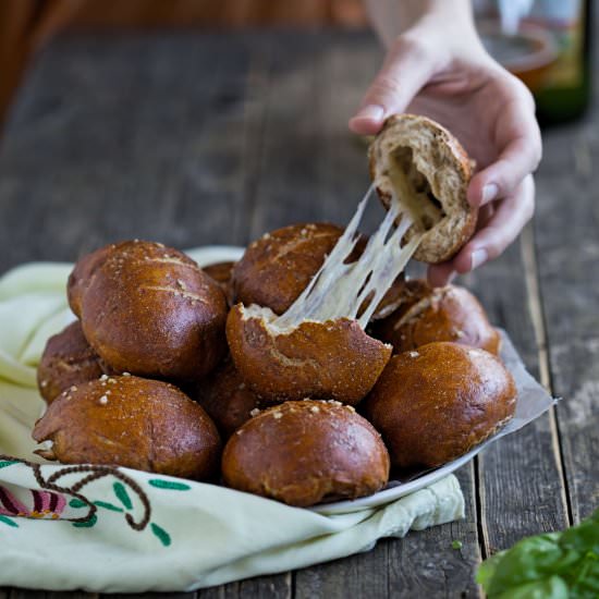 Cheese Stuffed Pretzel Rolls