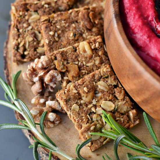 Oat Crackers & Beet Hummus