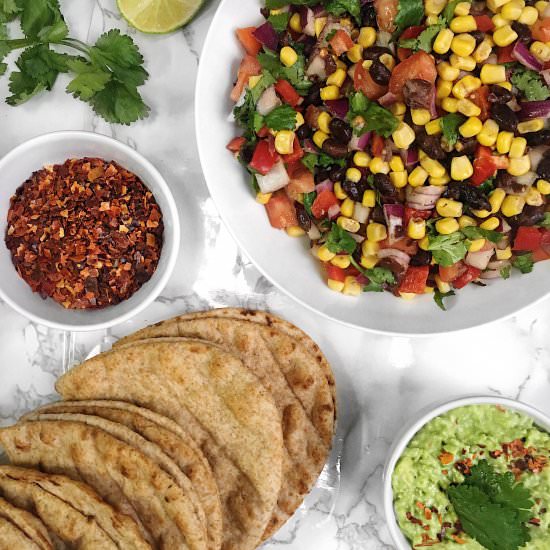 Vegan Tacos with Sweetcorn Salsa