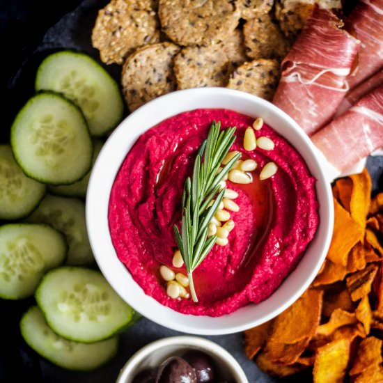 Holiday Rosemary Beet Hummus