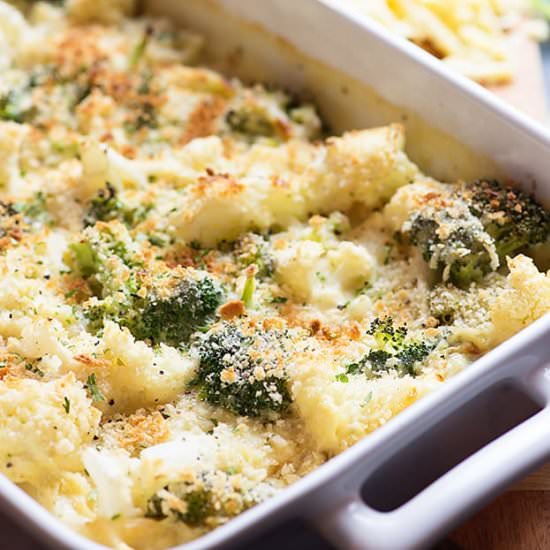 Broccoli and Cauliflower au Gratin