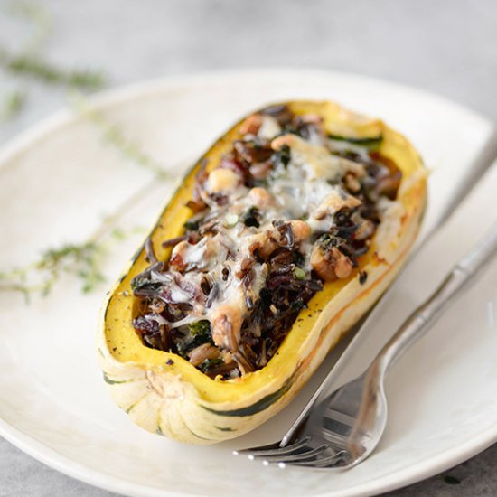 Wild Rice and Kale Stuffed Squash