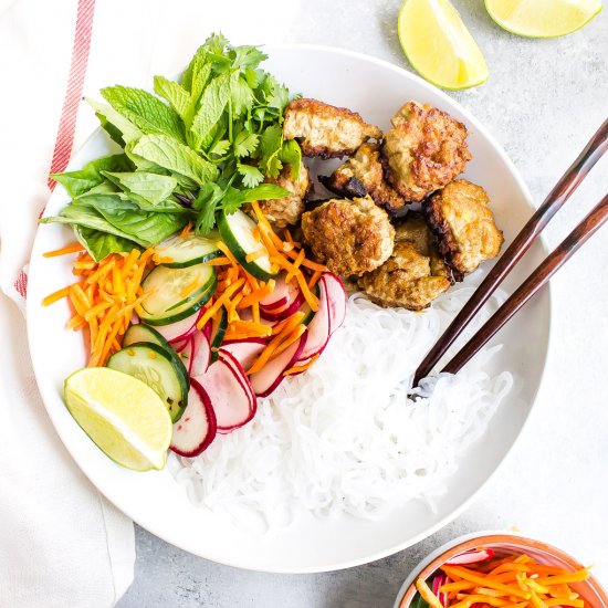 Vietnamese Turkey Meatball Bowls