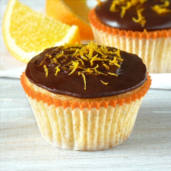 Orange Cupcakes with Ganache