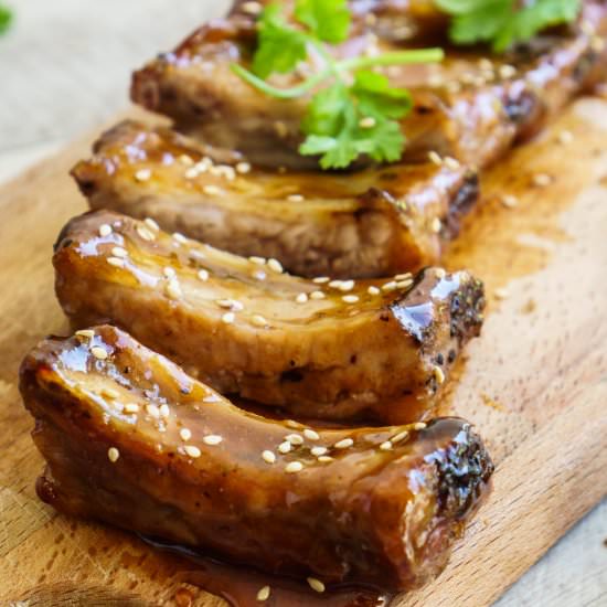 Baked Honey and Sriracha Pork Ribs