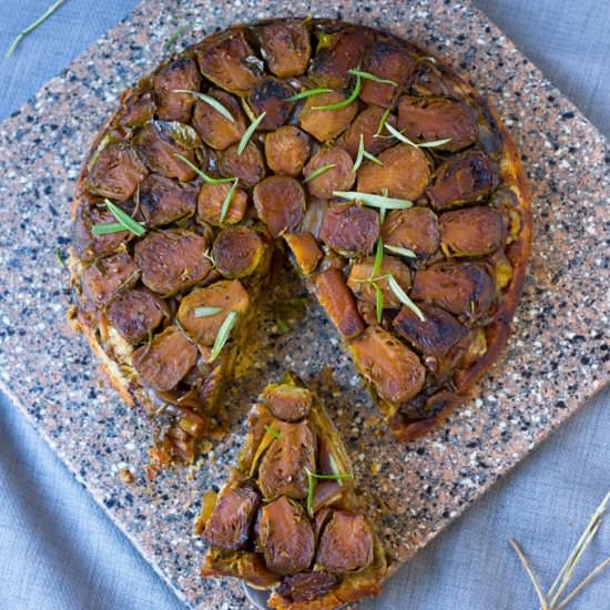 Vegan Brussels Sprout Tarte Tatin