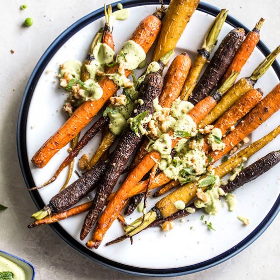 Roasted Carrots with Avocado Sauce