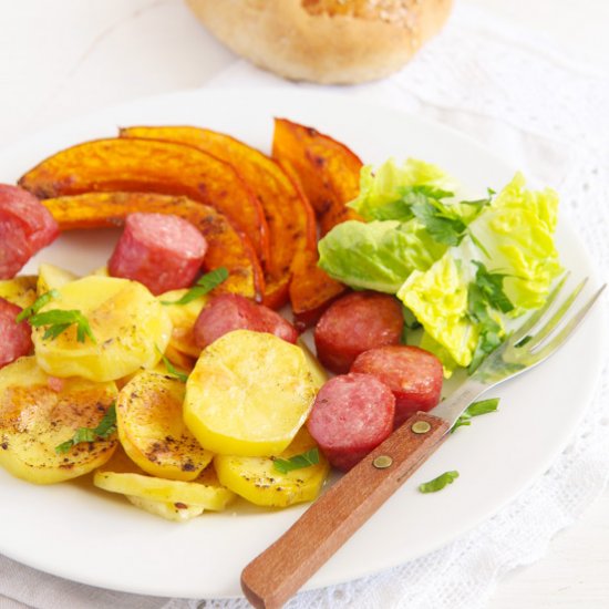 Potato Pumpkin Sausage Sheet Pan