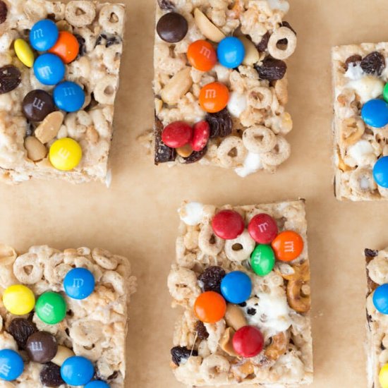 No Bake Trail Mix Cereal Bars