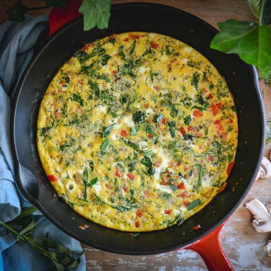 sausage, tarragon and kale frittata