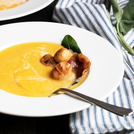 Butternut Bisque with Scallops