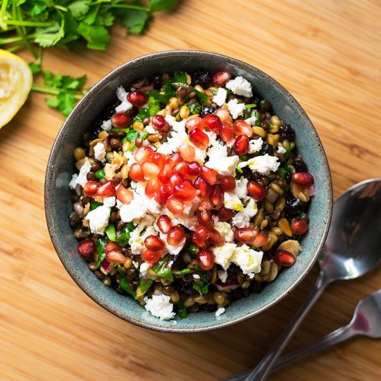 Nutty Grain Salad with Pomegranate