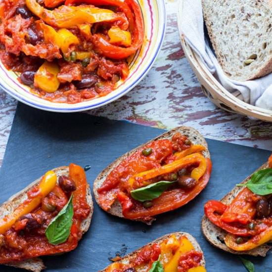 PEPERONATA (STEWED SAVORY PEPPERS)