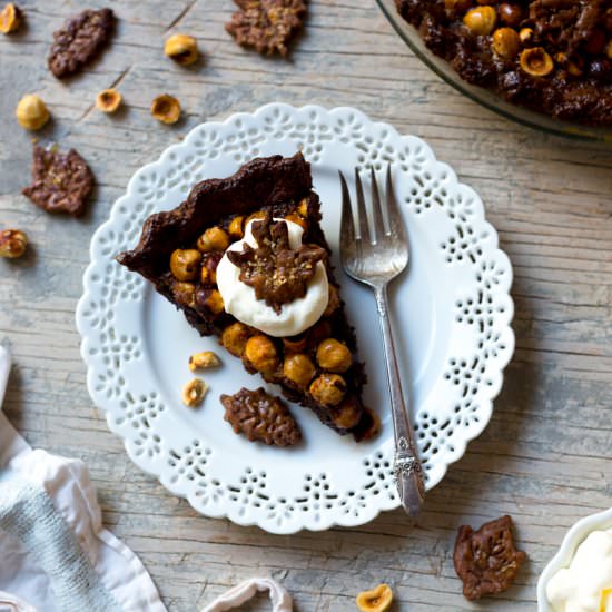 Chocolate Hazelnut Maple Bourbon Pie