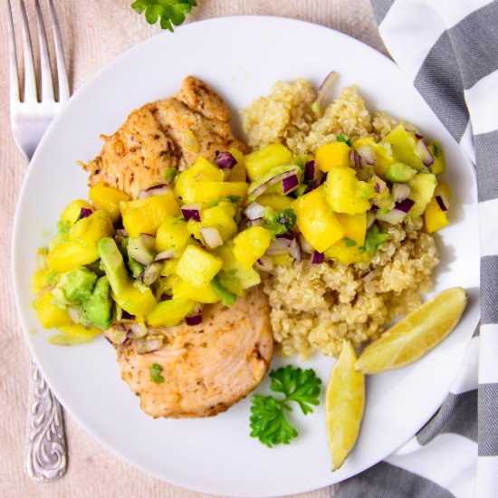 Chicken w Mango Avocado Salsa