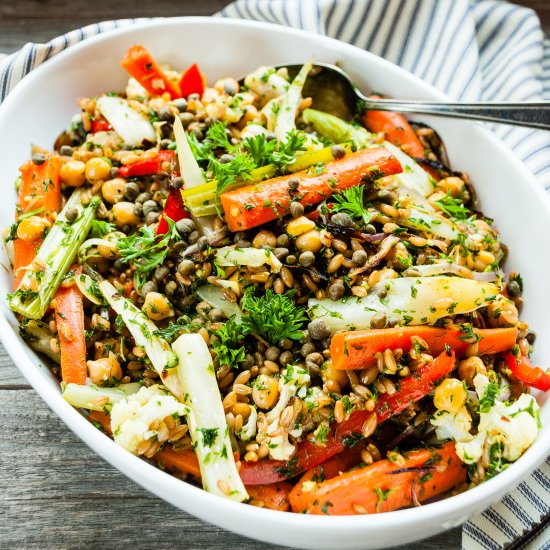 Roasted Vegetables and Farro Salad