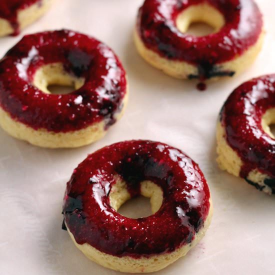 Baked Blueberry Frosted Donuts