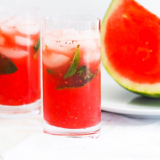 Watermelon Mint Chia Cocktail