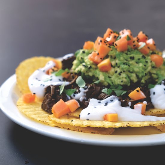 pulled jackfruit + guacamole tacos