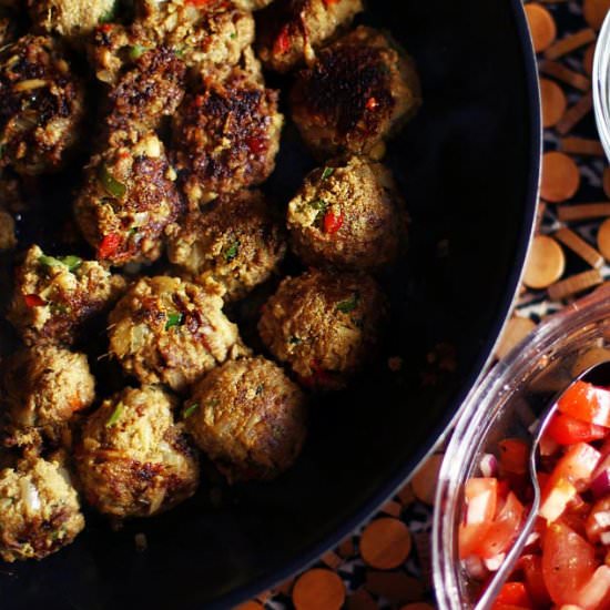 Indian Kebabs and Tomato Salad