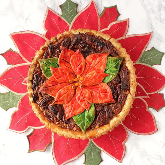 Bourbon Pecan Poinsettia Pie