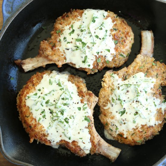 Pork Chops with Lemon Basil Cream