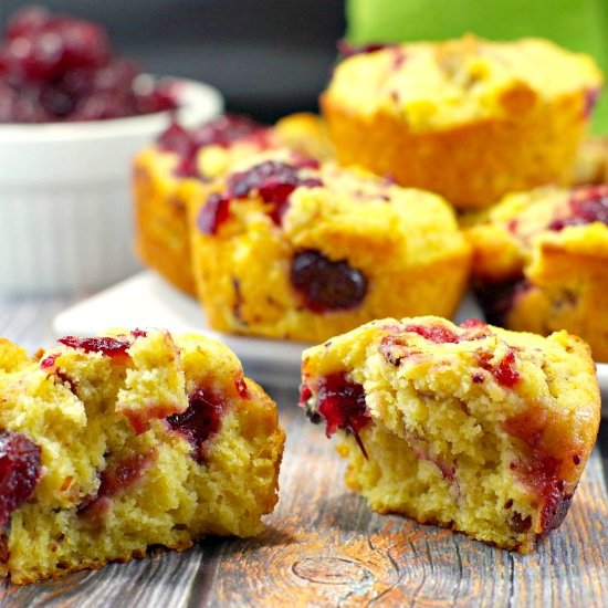 Leftover Cranberry Cornbread Muffin