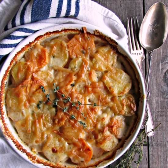 Yukon Gold Sweet Potato Au Gratin