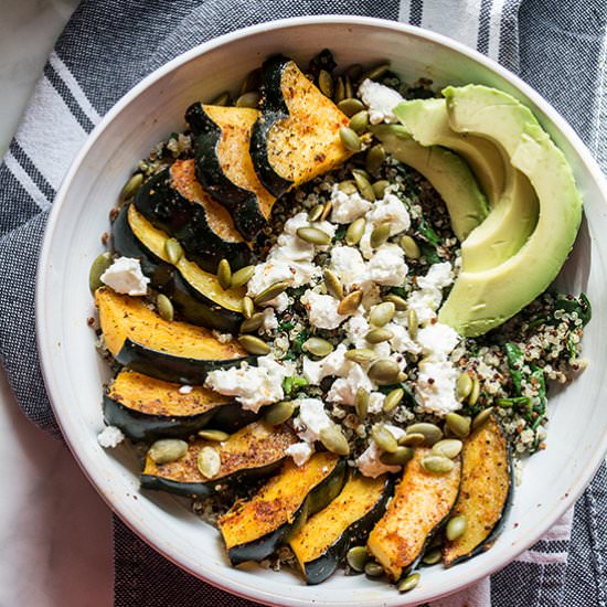 Roasted Acorn Squash Quinoa Bowl